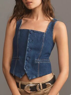 *NEW* Anthropologie Paige Irene Denim Vest Top - 8